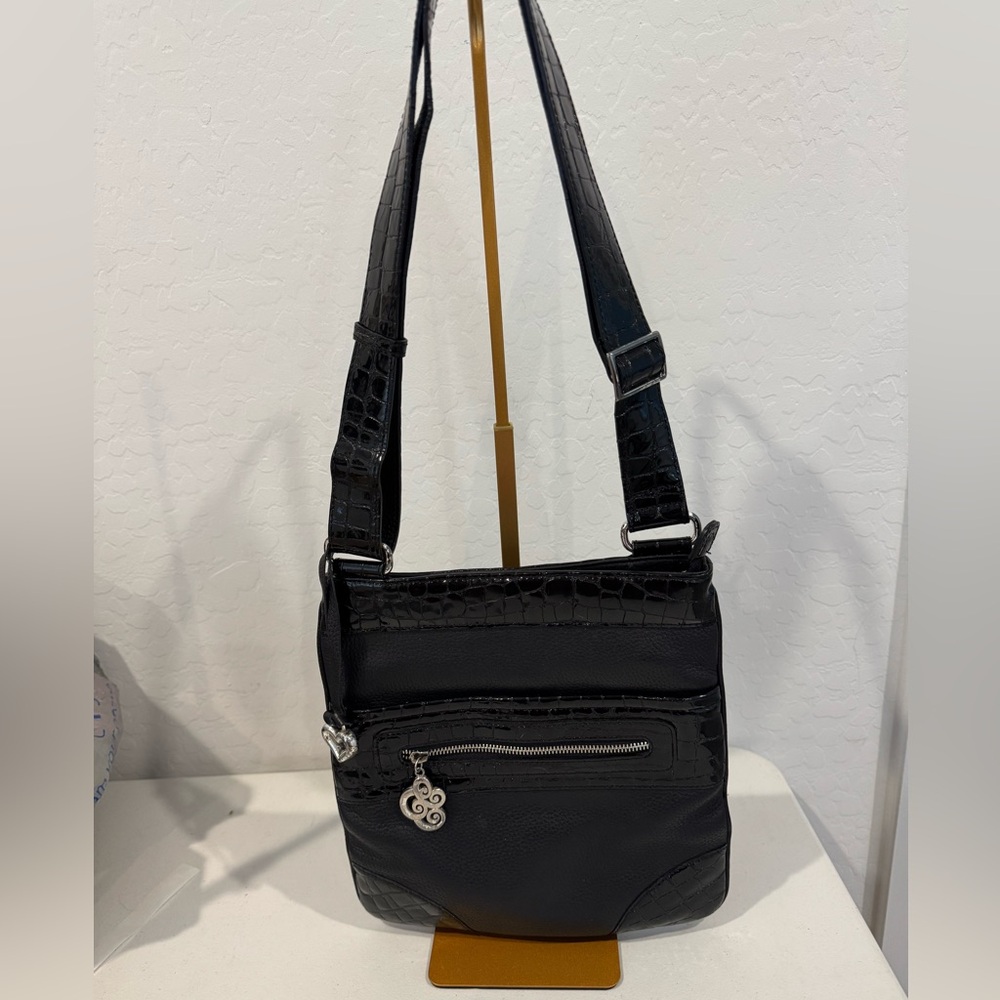 Brighton Black Croc-Embossed Handbag